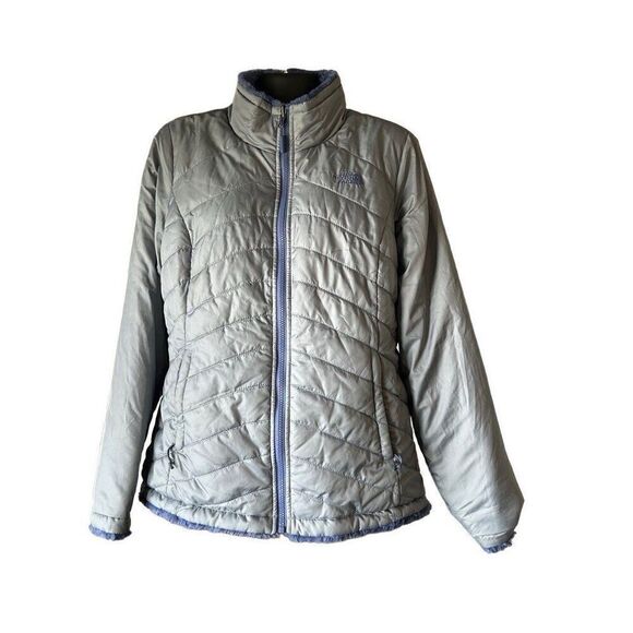 The North Face blue gray mossbud swirl reversible jacket top women’s M - Picture 2 of 11